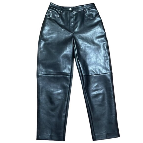 Aritzia Wilfred Ultra High Rise Oracle Faux Leather Pants in Black Women Size 4 - Picture 3 of 12